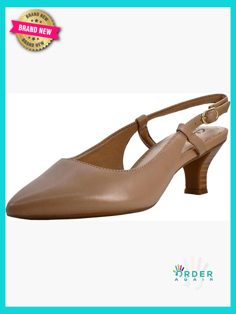 Women's Leather Pumps - Cushioned Insole - Kitten Heel - Buckle Closure - Fall